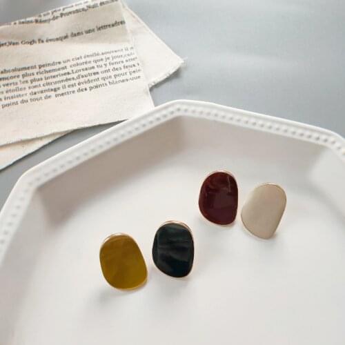 LOVOACC Vintage Enamel Dangle Earrings for Women 2021 Minimalist Asymmetric Contrast Color Geometric Stud Earrings Pendientes