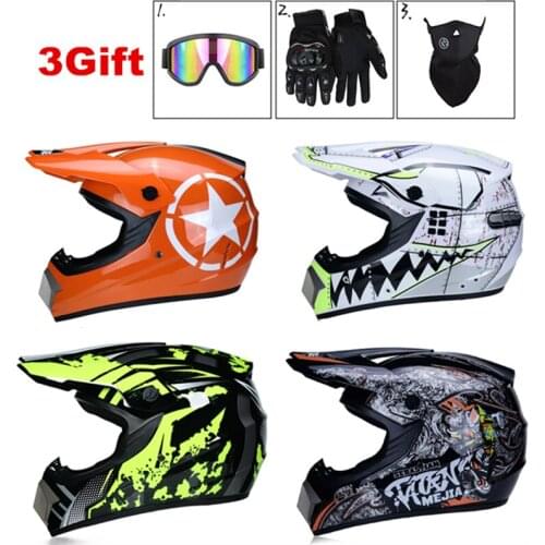 3 Gift DOT Motocross Helmet Mountain Bike MX ATV Helmet Mask Off-Road Motorcycle Racing Motocross Casco Protective Hat