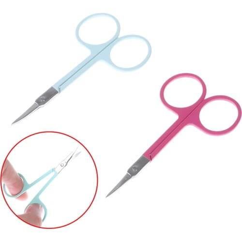 1PC Portable Mini Stainless Steel Small Nail Tools Scissor For Eyebrow Nose Eyelash Cuticle Scissors Curved Pedicure Makeup Tool