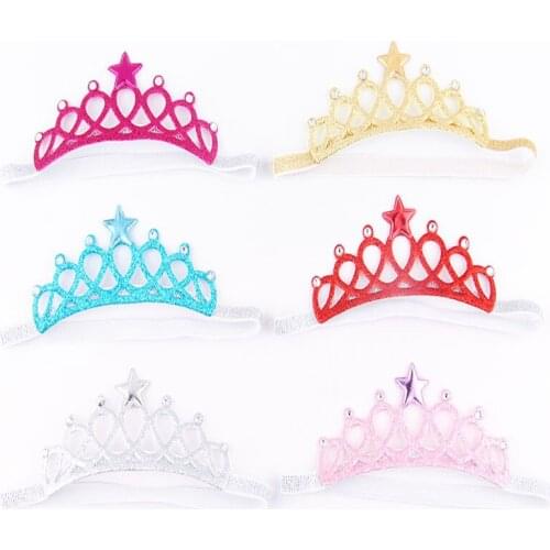Fashion Child Rhinestones Princess Headband Girls Hair Accessories Elastic Headwear Crown Tiara Cosplay Hair Jewelry Party Gift
