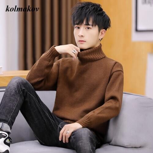 2020 New Arrival Autumn Style Men Turtleneck Pullovers Sweater High Quality Fashion Casual Solid Mens Leisure Trend Sweater