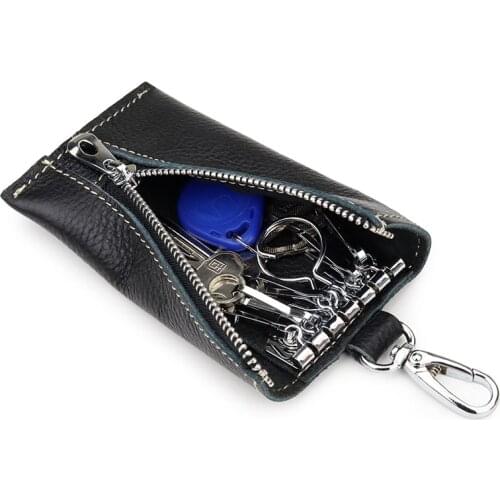 Men Keys Bag Genuine Cowhide Leather Female Key Holder Organizer Housekeeper Keychain Purse Key Ring Bag Unisex Keys Case Pouch
