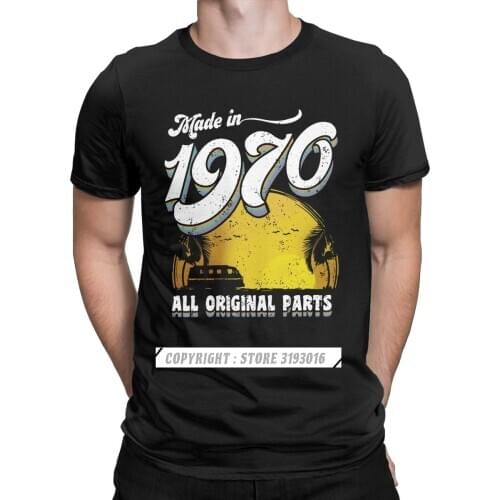 Vintage Design Mens Tops Tees Made In 1970 All Original Parts 50 Birthday Christmas T Shirts Father Big Clothing Custom