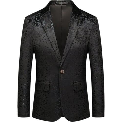 Mens US Christmas Black Jackets Fashion Style Classic Flowers Pattern printed Blazer masculino slim fit 5XL 4XL #907