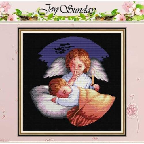 Angels Guarding Counted Cross Stitch 11CT Printed 14CT Cross Stitch Sets wholesale Cross-stitch Kits Embroidery Needlework