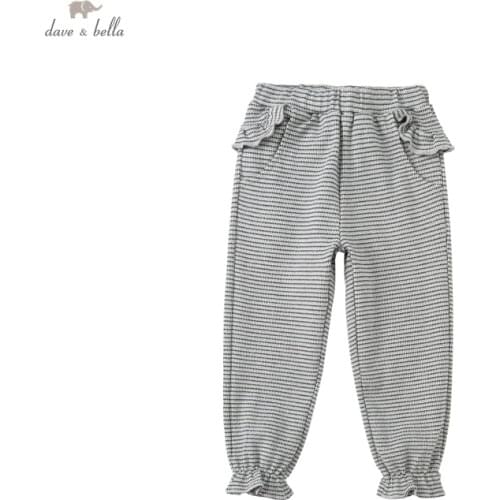 DKY19243 dave bella autumn 5Y-13Y kids girls fashion solid pockets pants children boutique casual full-length pants