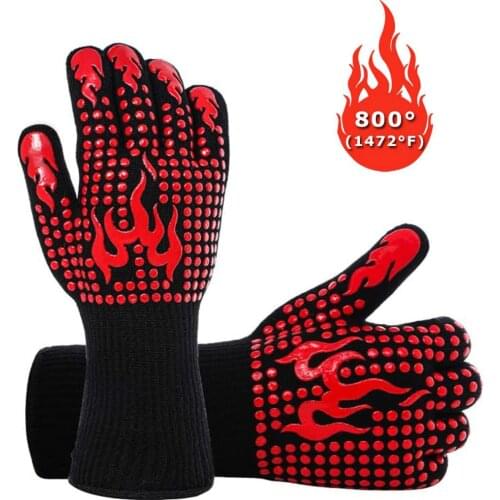 BBQ Gloves Heat Resistant Food Grade Kitchen Oven Gloves Fireproof Oil Resistant Barbecue Grill Accessories