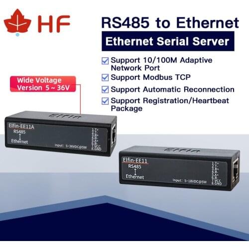 RS232 RS485 Serial port to RJ45 Ethernet Server Module Network Device Support Elfin-EE11 TCP/IP Telnet Modbus TCP Protocol Q212