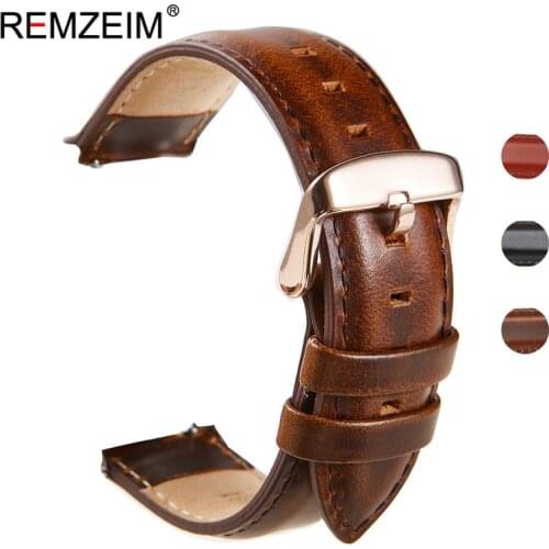 Retro Handmade Genuine Leather Watch Band 18mm 20mm 22mm Quick Release Watch Straps Watchbands Belt With Solid Buckle
