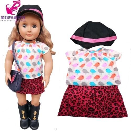 Flower shirt Mini skirt Cap Doll set for 18 inch 45cm Girl doll clothes children play doll wearing