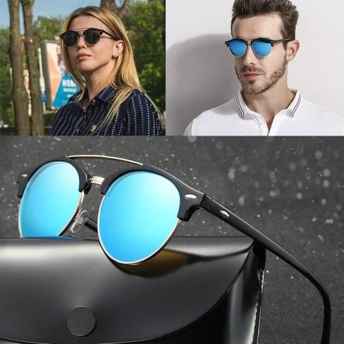 2021 NEW Fashion Clubround Double Bridge Style POLARIZED Sunglasses Vintage Classic Brand Design Sun Glasses Oculos De Sol