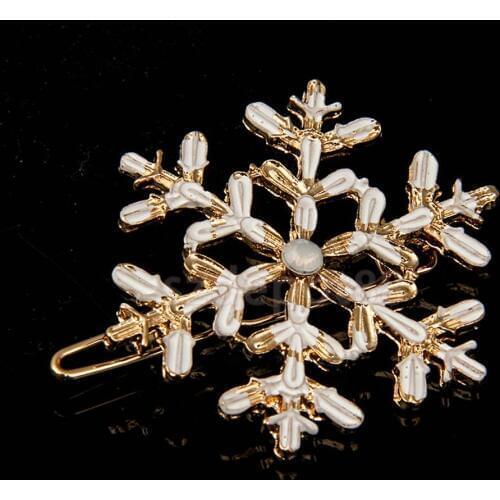 Wedding Charm Hair Accessories Large Snowflake Barrette Clip Hairpin Fashion Hair Jewelry for Women Girl Child
