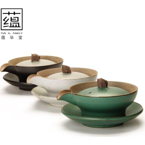 Three-ceramic cover bowl Japanese stoneware Kung Fu tea set hand-held pot teapot hand-made kiln color-changing glaze tea bowl
