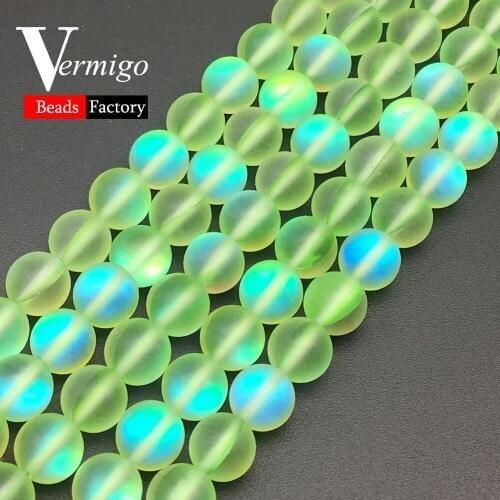 Dull Polished Natural Stone Beads Light Green Austria Crystal Loose Beads For Jewelry Making Fashion Jewellery Diy Bracelet 15"