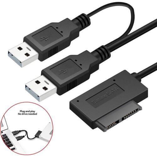 USB 2.0 to 6+7 13Pin Slimline SATA Cable External for Laptop CD-ROM DVD-ROM NK-Shopping