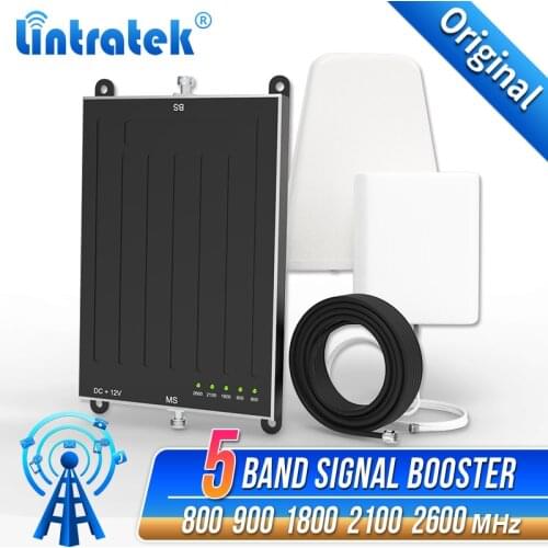 Celular signal booster 5bands 4g Repeater 2G 3G Cellphone Signal Repeater 800 900 2100 1800 2600mhz Signal Amplifier for world