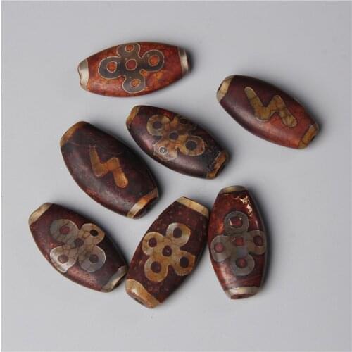 Vintage 2pcs Flat Tibetan Amulet Dzi Beads Natural Agates Stone Beads Pendant For Jewelry Making Bracelet Necklace Accessories