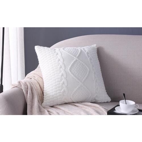 White Knitted Cushion Cover Knit Pillow Cover Cable Knit Cushion Decorate Pillows Cotton Coussin Cojines Sofa Free Shipping