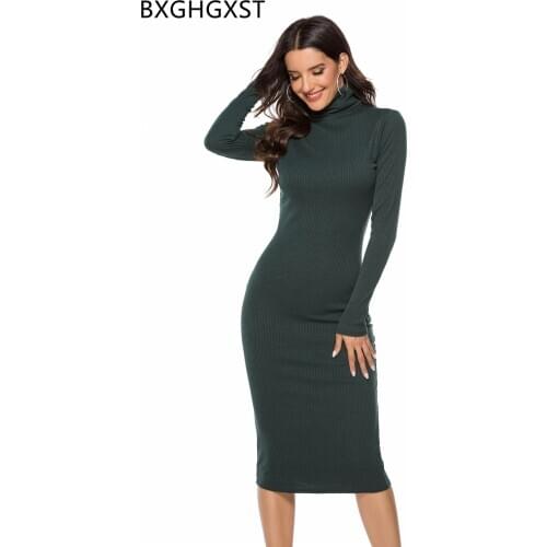 Knitted dress long 2020 oversized sweater winter dress long sleeve sexy sweater dress plus size korean 5XL high neck sweater 원피스