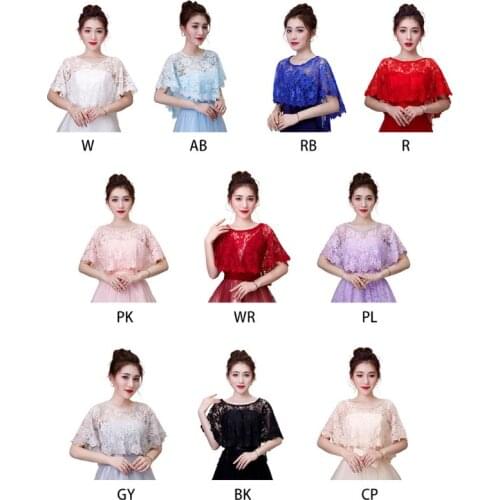 Womens Vintage Full Floral Lace Cape Wrap Round Neck Crochet Sheer Shawl Shrug Solid Color Summer High Low Bridal Capelet