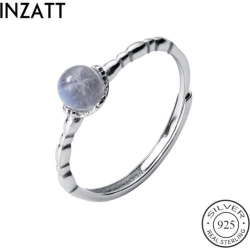 INZATT Real 925 Sterling Silver Minimalist Round Moonstone Adjustable Ring For Women Party Geometric Fine Jewelry 2019 Cute Gift