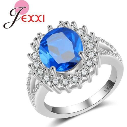 Charm Ocan Blue CZ Cubic Stone Wedding Ring Fashion Vintage Romantic Rings for Women Wedding 925 Silver Luxury Jewelry