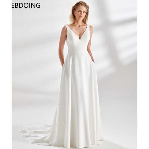 Vestidos De Novia Noble A-line Wedding Dress V-neck Neckline Newest Plus Size Deep V Back Long Wedding Grow Bride Gown