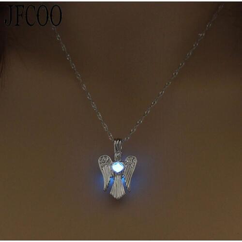 Womens Supernatural in the DARK Luminous Necklaces Angel Wings Pendant Necklace Jewelry Wholesale Dropshipping