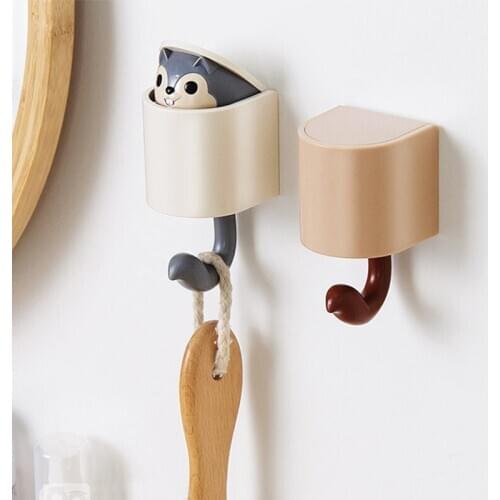 1PC Creative Cartoon Squirrel Hook Coat Wall Hook Key Holder Wall Home Decoration Kitchen Hook Coat Hanger Bathroom Accessories