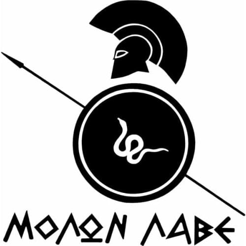14.9CM*15.2CM MOLON LABE Spartan Helmet Car Sticker Shield Vinyl Decals Laptop Suitcase Helmet Skateboard Sticker
