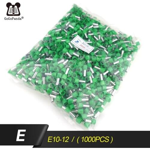 Free Shipping 1000pcs E10-12 Tubular Pre - insulated Ends European Pipe Cold - Press Terminals Red Copper Pin