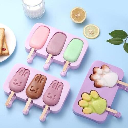 Vacclo Healthy Silicone Ice Cream Mold Baking Tools Easy Popsicle Mold Reusable Ice Cream Bar Pop Molds For DIY Making Summer
