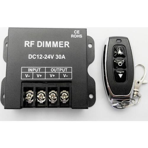 Fast 30pcs RF Dimmer 3Key DC12-24V 30A Single Channel LED Dimmer Controller For 5050 3528 Single Color Strip Lights