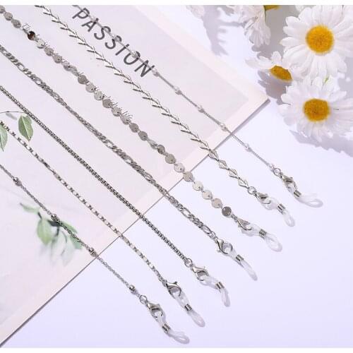 Sunglasses Masking Chains Women Metal Pearl Eyeglasses Chains Lanyard Glass New Fashion Jewelry Wholesale Non-slip Geometric
