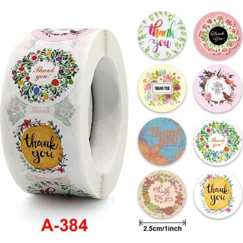 Floral Thank You Stickers Roll 500-Count Stickers Round for Wedding Birthday Party Favors Holiday Celebration Decor JS22