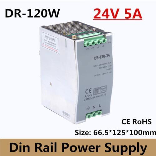 DR-120-24) 24v 5a din rail switching power supply 120w 24VDC DIN Rail power supply for led light CCTV free shipping