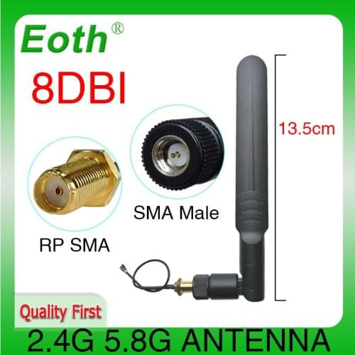 2.4ghz Antenna wifi pbx 2.4G 5GHz 5.8Ghz Dual Band 8dBi SMA Male Connector wi fi 2.4 ghz 5G 5.8G Antena +21cm Pigtail Cable