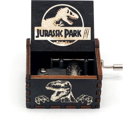 HOT Wooden Hand Crank Music Box Black Jurassic Park Queen You Are My Sunshine Theme Totoro Birthday Christmas Gift New Year Gift