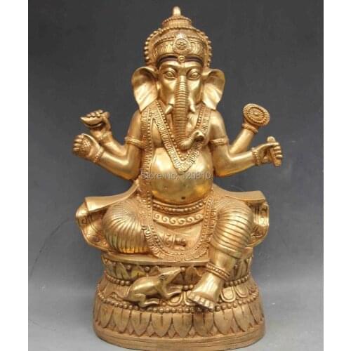 China Buddhism copper Bronze Ganapati Ganesh Lord Ganesha Elephant Buddha Statue