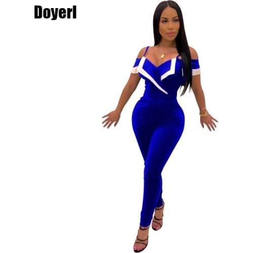 Women Off Shoulder Bodycon Jumpsuit Romper Black Deep V Neck Sexy Jumpsuit Elegant Party Club Summer Rompers Womens Jumpsuit