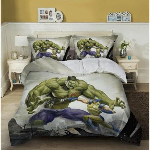 Cartoon Hulk 3d Duvet Cover Pillowcase Adult Kids Boys Children The Avengers Bedding Sets Europe Australia USA Twin Queen King