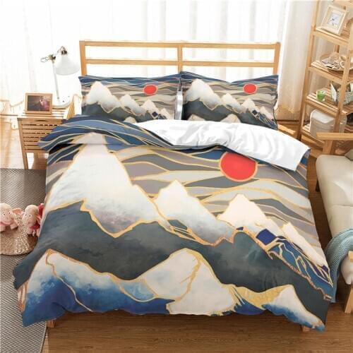 Comforter bedding set 3D landscape print quilt cover pillowcase 3pcs queen size duvet cover set sunrise bed linen home textile