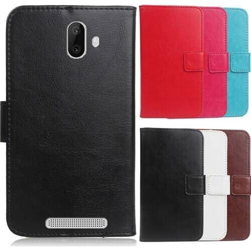 For Opel Smart J2 5" Solid Color Leather Flip with Card Packet Bags Phone Case for Opel Smart J2 Holster