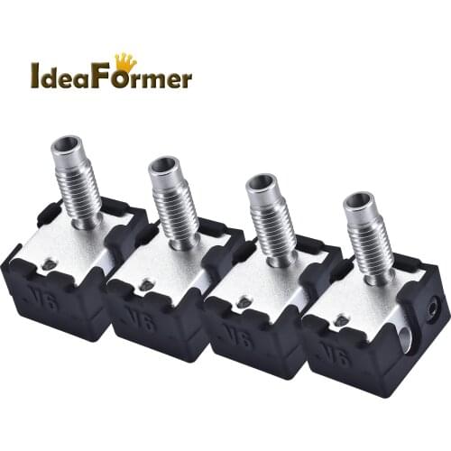 3D Printer Heating Parts V6 Throat Bult-in PTFE tube +V6 Heating block +V6 0.4/1.75mm Brass Nozzle+V6 Black Silicone sleeve Kit