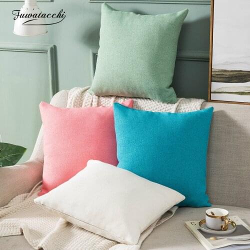 Fuwatacchi Throw Pillow Case Home Decorative Soft Cozy Bed Sofa Cotton Linen Pure Color Cushion Cover Zipper Closure Home Warm
