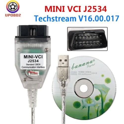 OBD2 MINI VCI USB Cable Interface V15.00.028 For TOYOTA MINI VCI TIS Techstream FT232RL Chip J2534 OBD OBD2 Diagnostic Cable