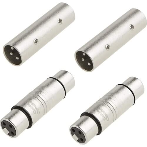 [2-Pair] XLR Male to Male & XLR Female to Female 3PIN Adapter Connector Compatible Microphone,Mixer,Silver