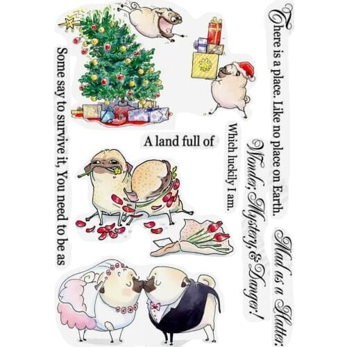 Pugs Joy Transparent Silicone Rubber Stamp and Metal Die Sheet Cling Scrapbooking DIY Cute Pattern Photo Album