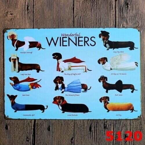 Dachshund Dog Wonderful Wieners Vintage Tin Sign Poster Pub Bar Wall Decor 20X30CM