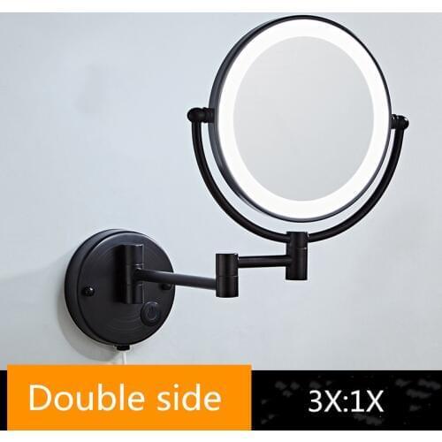 Dressing Mirror 8 inch two side 3X /1X Wall Mounted Magnifying Mirror LED Mirror Folding Makeup Mirror Cosmetic Mirror Lady Gift